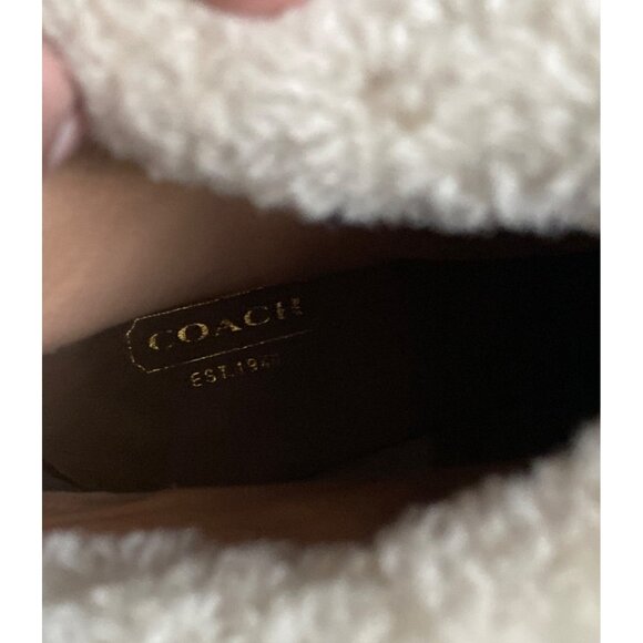 Coach Apple Boot A7019 Tan Leather Shearling Cuff Platform Heel Sz 11 w/FLAW - Picture 11 of 14